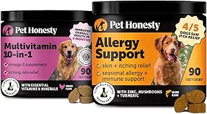 [BRSWYA33PMIGOHTK] 10 in 1 Multivitamin + Allergy Support Soft Chew Supplement Bundle - Skin & Seasonal Pollen Allergies - Itch Relief for Dogs - Joint, Digestive, Heart, Skin, Coat & Immune Support Vitamin