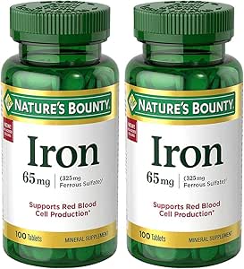 [BRSWGGQPDMOQAC3Z] Iron 65 mg (325 mg Ferrous Sulfate), 2 Bottles (100 Count)
