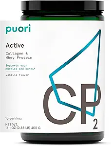[BRSRAZQHOUOWEDTD] Puori Whey Protein Powder with Collagen, CP2 Active, Pasture Raised, Grass-Fed & Non-GMO - 100% Natural and Pure for Muscle Growth - 14.8G Protein 0.88lbs