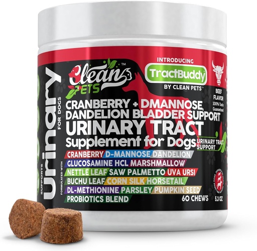 [BRSRAEICCACAKCLL] Cranberry for Dogs Urinary Tract Support | D-Mannose UTI Bladder Stones Dandelion Glucosamine HCL Marshmallow Nettle Leaf Saw Palmetto Uva Ursi Buchu Horsetail Methionine Parsley Supplement