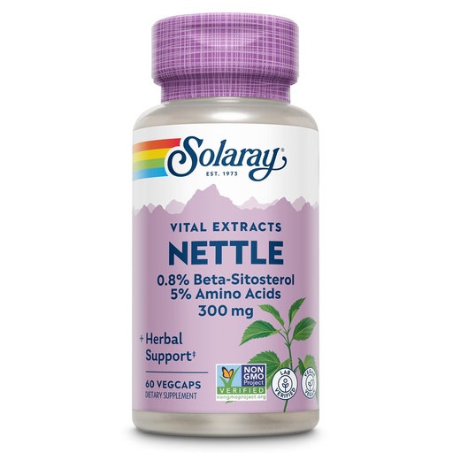 [BRSWIYQAO5YQIDLK] SOLARAY Nettle Root Extract 300 mg with Nettle Root 150 mg, Healthy Urinary & Prostate Support for Men with Amino Acids and Beta-Sitosterol, Vegan, 60-Day Guarantee, 60 Servings, 60 VegCaps