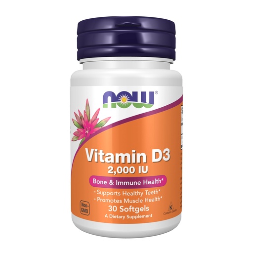 [BRSWGZ32AR6WYF3U] NOW Foods Supplements, Vitamin D-3 2,000 IU, High Potency, Structural Support*, 30 Softgels