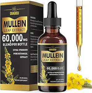 [BRSRAAYYA4MR6GQV] Mullein Drops for Lungs, Natural Mullein Leaf Extract, Respiratory Support & Lung Cleanse Herbal Supplement, Vegan - 2 fl oz