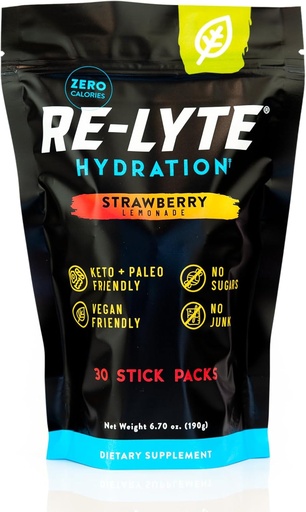 [BRSRMZQLBMBBO2TJ] REDMOND Re-Lyte Hydration Electrolyte Drink Powder Mix (Strawberry Lemonade) 30 Stick Packs