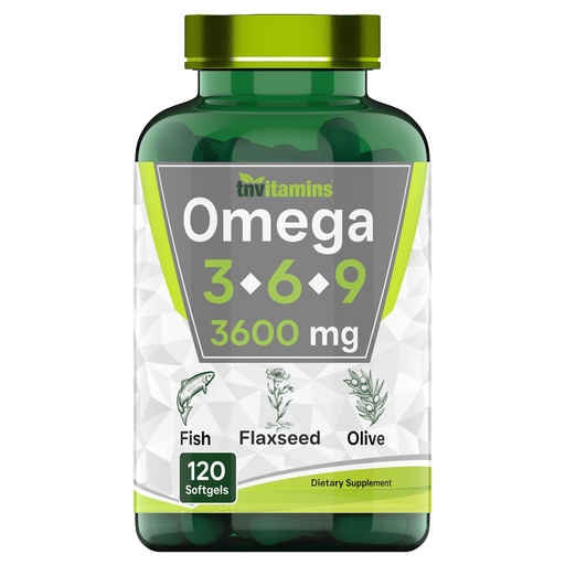 [BRSRAYIRDINQIDQ6] tnvitamins Triple Omega 3◆ 6◆ 9: 3600mg x 120 Softgels | Omega Essential Fatty Acids from Fish Oil (EPA & DHA), Flaxseed (ALA & LA), & Olive Oil (OA) | Supplement for Women & Men | Non-GMO