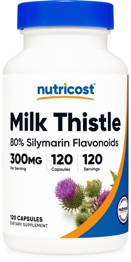 [BRSRAFDRAQDWKD3B] Nutricost Milk Thistle Capsules 300mg, 120 Capsules (80% Silymarin) - Gluten-Free & Non-GMO