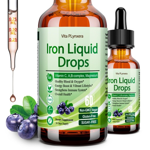 [BRSRA2Q2DNYGG23X] Liquid Iron Supplement for Women Men & Kids, Vegan Iron Drops with Vitamin C D, B12, B-Complex, High Potency Liquid with Multivitamin for Anemia, Energy Support, Blood, Magnesium Gentle
