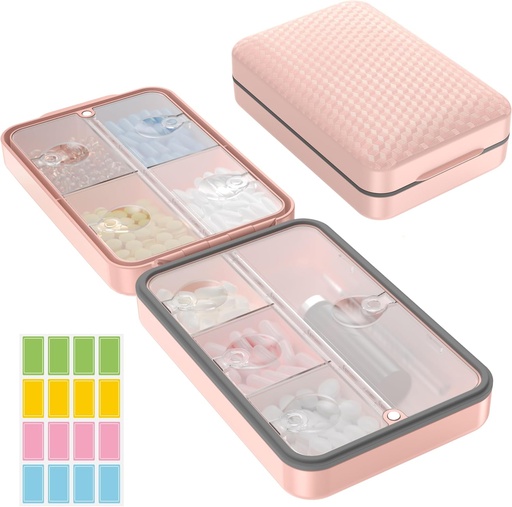 [BRSROCADA4FBQG32] Restree Weekly Pill Organizer, Magnetic Moisture Proof Pill Case, Large Capacity Travel Pill Box with Inner Clear Lid for Vitamins, Supplements, and Daily Medications 8 Compartment (Pink)