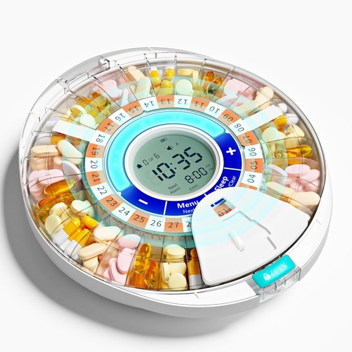 [BRSRA2Q2AQIGM3DH] Upgraded Automatic Pill Dispenser for Elderly with Alarm: Smart Pill Dispenser Machine with 28-Slot, Mix-Proof Tech & XL LCD, Enhanced Durability for Daily Medicine Management
