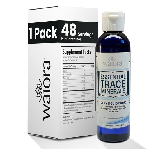 [BRSROBADBYBAGGT6] Waiora Essential Trace Minerals | Help Replenish Lost/Depleted Mineral | 60+ Ionic Trace Minerals | Support Body’s Vital Functions, pH Balance | Plus Electrolytes for Hydration (1 Bott / 48 serv)