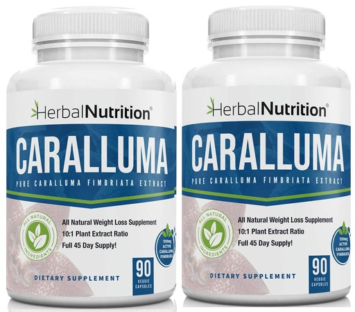 [BRSWKHYQCUGWGHQ5] Herbal Nutrition Caralluma Fimbriata 180 Capsules Two Bottle Pack Maximum Strength 10:1 Extract Ratio 1200mg All-Natural Diet, Energy, Endurance and Weight Management Supplement