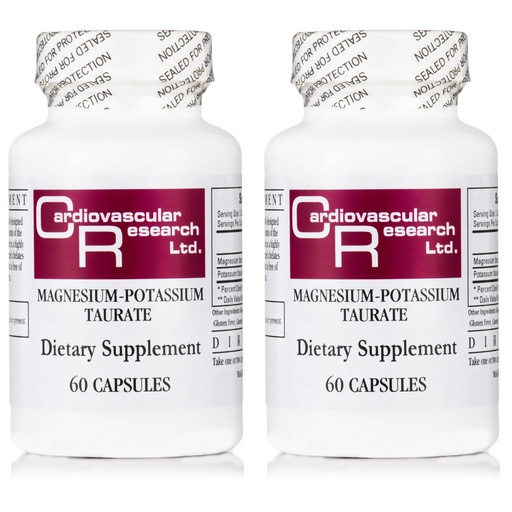 [BRSRMZYDCUHROAD2] Cardiovascular Research Magnesium-Potassium Taurate - Patent Pending - 60 Veggie Caps X 2 Bottles