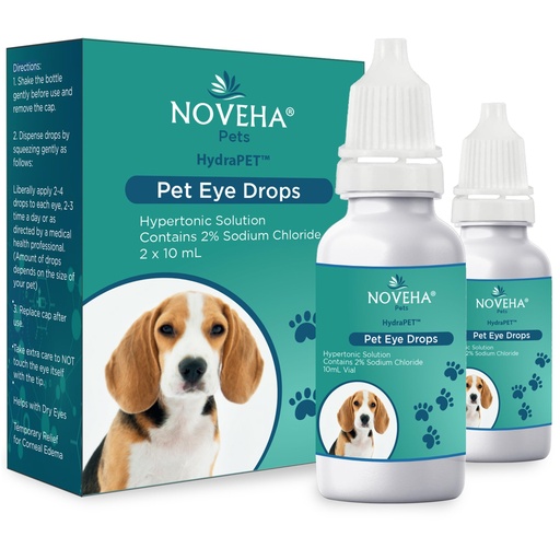 [BRSROY35OUJR4DQ3] NOVEHA HydraPet™ Pink Eye Drops for Dogs & Cats | Lubricating Artificial Tears with 2% Sodium Chloride, Relieves Corneal Edema & Pets Dry Eye Syndrome, Irritated Animal Eyes - 10mL (Pack of 2)