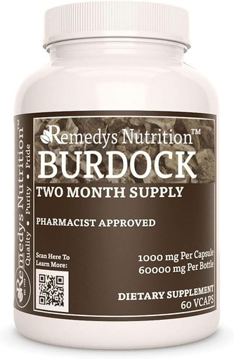 [BRSWYGDRAR6QOAL5] Remedy's nutrition Burdock Root | 1,000 mg, 60 Vegan Capsules Herbal Dietary Supplement | Two Month Supply | Also Contains Quercetin & Vitamin C