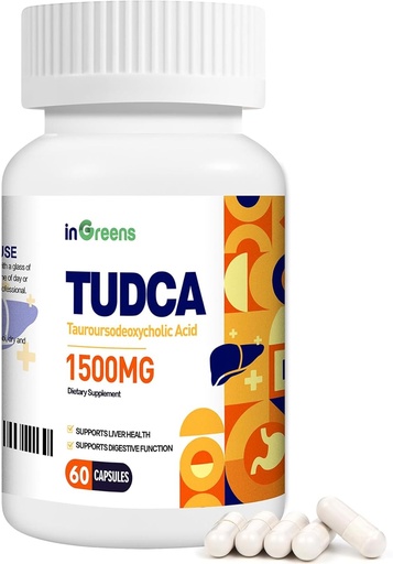 [BRSROZQQOZ6WMH34] Pure TUDCA Supplement 1500 mg, High Pure Tauroursodeoxycholic Acid Bile Salts, Liver Support for Liver Cleanse Detox and Repair, Non GMO, Easy to Swallow, Made in USA, 60 Capsules
