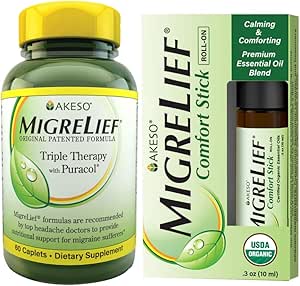 [BRSROHYZBEPWMHQ6] MigreLief Migraine Combo for Adults and Teens - Daily Supplement and Essential Oils Roll-On