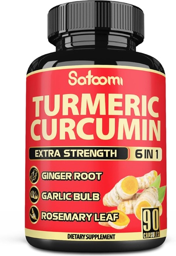 [BRSRAZT4PMMAMG3A] Satomi 6in1 Turmeric Curcylin Supplement - 3 เดือน - 95% Curclutinoids with Griggy Root, Garlic Bulb, Rosie & Black Peper - 90 Capsults