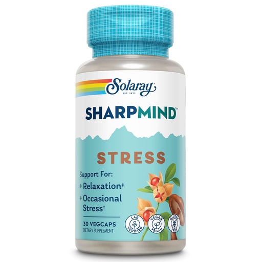 [BRSW2AA2B4IBYGY2] SOLARAY SharpMind Stress, Nootropic Mood Support Supplement for Relaxation and Occasional Stress Relief Support, Adaptogen with Ashwagandha, L Theanine, 60 Day Money Guarantee, 30 Serv 30 VegCaps