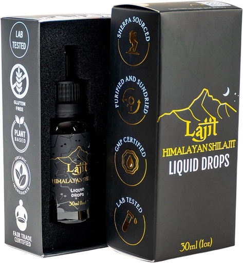 [BRSRAELRCEMBY3I7] Lajit Gold Grade Himalaya Shilajit Liquid Drops – Organik, Sun-Dried – Bio available Nutrients - Fulvic Acid, 85+ Trace Minerals - Lab Erkekler ve Kadınlar için Test Edildi – Doğal Enerji, Immunity, Güçlü- 30 ml