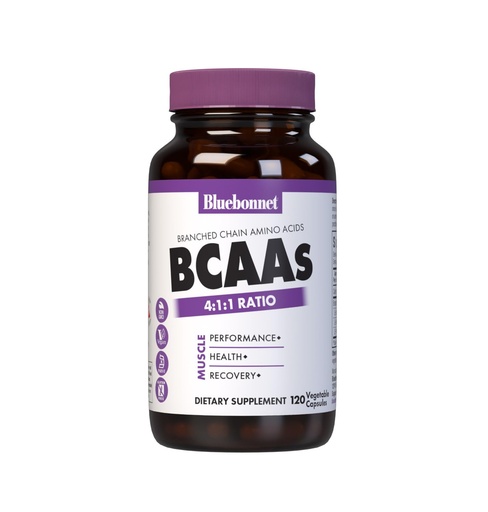 [BRSWIYIQCIBB6YLC] Bluebonnet Nutrition BCAAs 4:1:1 Ratio, Muscle Performance*, Muscle Health*, Muscle Repair*, Non-GMO, Vegan, Kosher Certified, Gluten-Free, Soy-Free, Dairy-Free, 120 Vegetable Capsules, 30 Servings