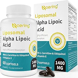[BRSROFA5C54AGADV] Liposomal Alpha Lipoic Acid 1400mg Softgels, ALA Supplement with L-Carnitine 1000mg, Ubiquinol (Active CoQ10) 100mg and Vitamin E 10mg,Alpha-Lipoic Acid for Antioxidants, Nerve,Energy 180 Softgels