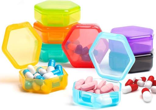 [BRSRMBQDO4MAYE3Z] [8 Pack] Small Pill Organizer, Travel Pill Box Portable BPA Free Mini Pill Case for Pocket, Pills Medication & Vitamins Holder (Vivid Colors)