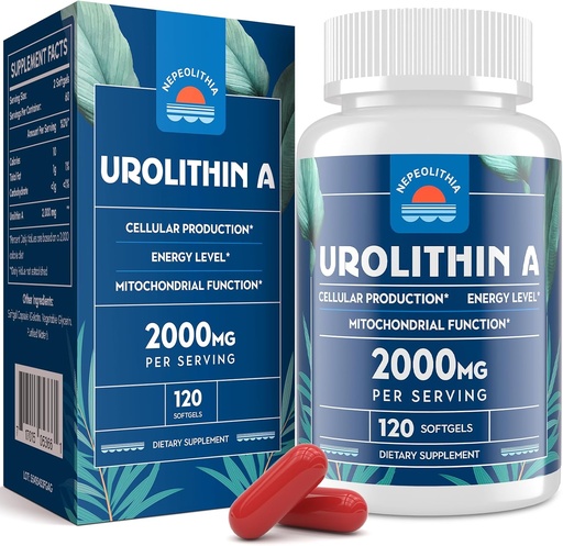 [BRSRAHAHOIIQOD3D] Urolithin A 2000mg, Gluten Free, 120 Softgels