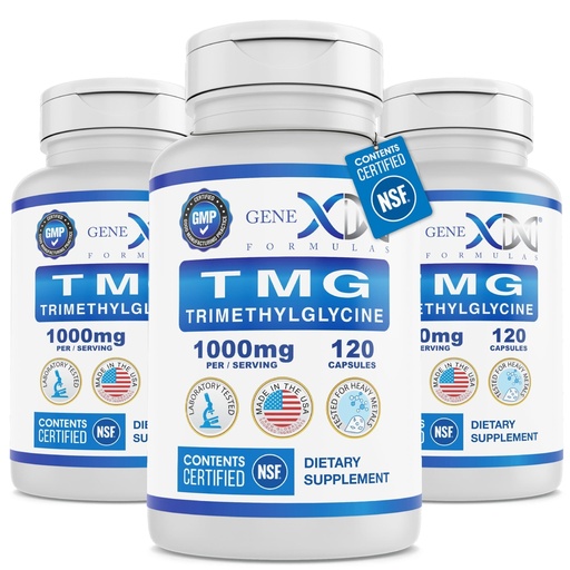 [BRSROGINCMGQIE3G] Genex Formulas TMG Supplement 1000mg (360 Capsules) - NSF Certified for Safety, Quality & Label Accuracy - Betaine Anhydrous Trimethylglycine - Liver Supplement - Gluten Free & Non-GMO - 30-Day Supply