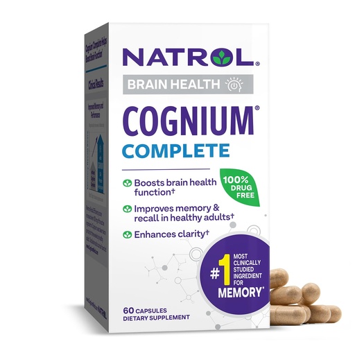 [BRSWYBD5BYCREEY2] Natrol Cognium Complete, Dietary Supplement for Brain Health, Brain Health Supplements for Adults, 60 Capsules, 30 Day Supply