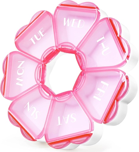 [BRSRAHY5AQCAKCI7] Cute Pill Organizer 7 Day, Color Blocking Weekly Pill Box, Daily Medicine Container with Large Compartments for Fish Oils/Vitamins/Medication/Supplements (Pink)