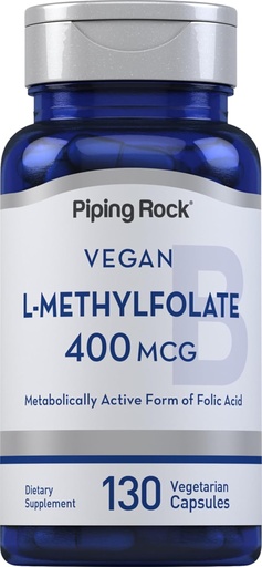 [BRSROGACDJ7RMFYU] Piping Rock L MethylFolate Supplement | 400 mcg | 130 Capsules | Vegetarian, Vegan | Non-GMO, Gluten Free