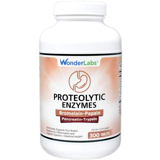 [BRSWY2Y7BVYAI2D3] Wonder Laboratories Proteolytic Enzymes | Bromelain Papain Pancreatin Trypsin 550 mg Total with Standardized Amylase, Lipase, and Protease, 300 Tablets