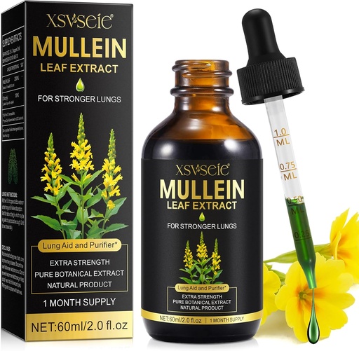 [BRSRAFI5C4CROYDB] Mullein Drops for Lungs, Mullein Leaf Extract for Lungs,Mullein Leaf Extract Tincture with Chlorophyll Natural Herbal Supplement Mullein Extract Drops for Lung Cleanse and Breathe Health
