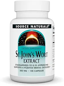 [BRSWIYTYOUEBWDDU] Source Naturals St John's Wort Extract 300 mg Supports A Positive Mental Outlook - 120 Capsules
