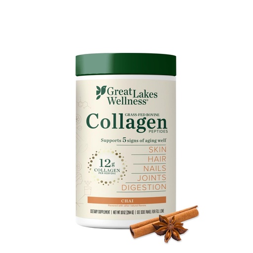 [BRSWYH35AF5AIETL] Great Lakes Wellness Collagen Peptides Powder for Skin, Hair, Nails, Joints & Digestion - Chai Flavored - Quick Dissolve Hydrolyzed, Non-GMO, Kosher - 10 oz