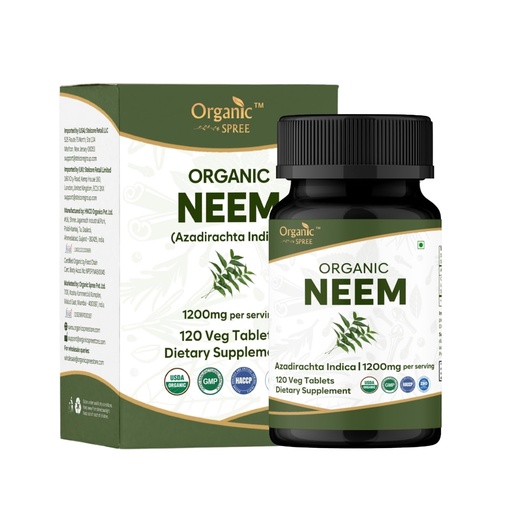 [BRSRAEIHDIBGEDLF] ORGANIC SPREE Neem 120 Tablets | Azadirachta Indica (Neem) | USDA Organic Certified | Healthy Skin and Detox* | Dietary Supplement - 120tab