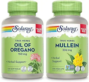 [BRSRAAQZOUHB6CTD] SOLARAY Oil of Oregano Softgels 150 mg and Mullein Leaf 330 mg - Wellness Support Bundle - Oregano Oil and Mullein Capsules for Overall Health Support - Vegan, 60-Day Guarantee, 120ct/180ct