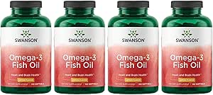 [BRSWGZIDOEHBSA3V] Swanson Omega 3 Fish Oil Supplement Heart Brain and Joint Support GMO-Free EFAs 180 mg EPA Plus 120 mg DHA 150 Softgel Capsules Lemon Flavor (4 Pack)