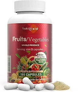 [BRSROCDQA4NWGYI7] 1st Aid Fruit-Veggies Supplement-Capsules Home-Essential Dietary-Supplements - 180Count Whole Food Fruit Vegetables Mixed Nutritional Supplements for Adults