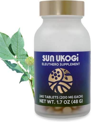 [BRSRA2TRDMDRA3L7] Sun Chlorella Sun Ukogi Eleuthero Root 200 mg Siberian Ginseng Supplement - Natural Adaptogen Well Being & Endurance Supplement for Women & Men - Non-GMO - 240 Tablets