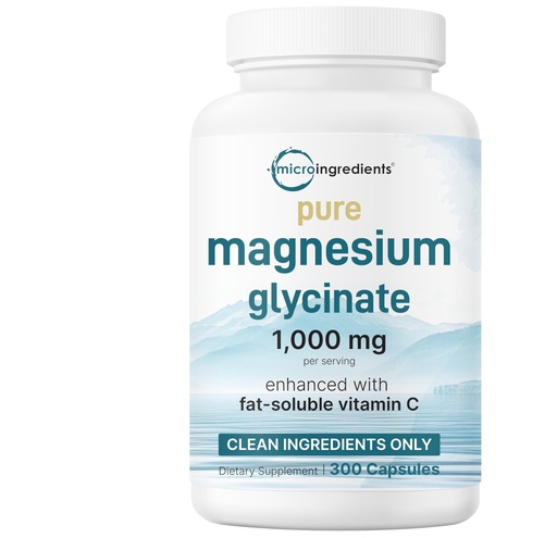 [BRSRAHQFB4JRA3DG] Pure Magnesium Glycinate 1,000mg, 300 Capsules | 100% Chelated for Max Absorption | Enhanced with Vitamin C | Only Uses Active Ingredients