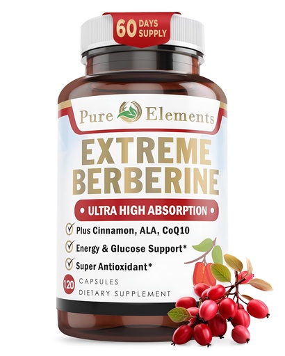 [BRSRMBQ5CQOWGD3X] Extreme Berberine 500mg Complex with ALA, Coq10, Turmeric, Cinnamon, Bitter Melon, banaba Leaf, Korean Panax, Royal Jelly, and 21 Herbs for Healthy Blood Sugar Support and Overall Health and Immunity
