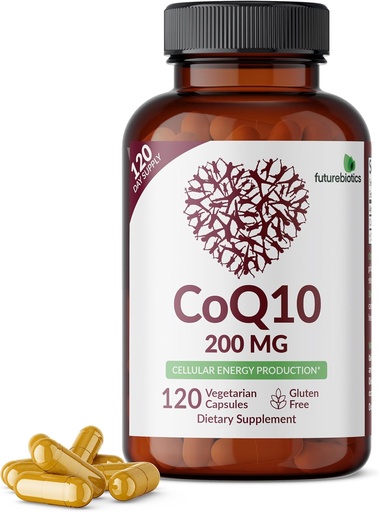 [BRSROFQNAEIRS3TP] Futurebiotics CoQ10 200 MG Cellular Energy Production, 120 Vegetarian Capsules