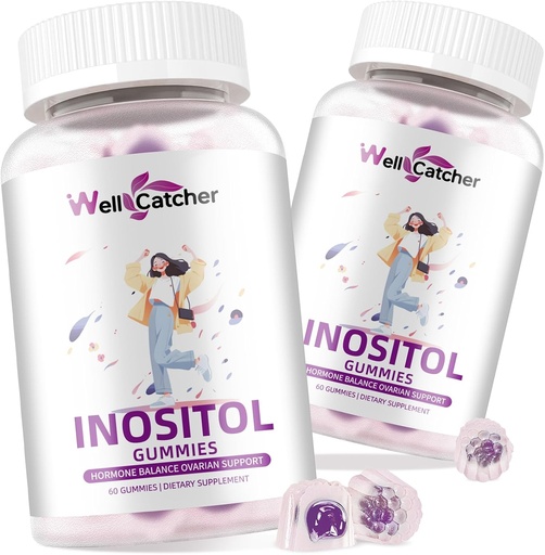[BRSRAEABOIORUAA6] Inositol Gummies Myo-Inositol & D-Chiro Inositol Ideal 40:1 Ratio Inositol Supplement with Omega-3 Vitamin D3 Supports Healthy Ovulation Cycle Regularity Grape Flavor 2 Packs