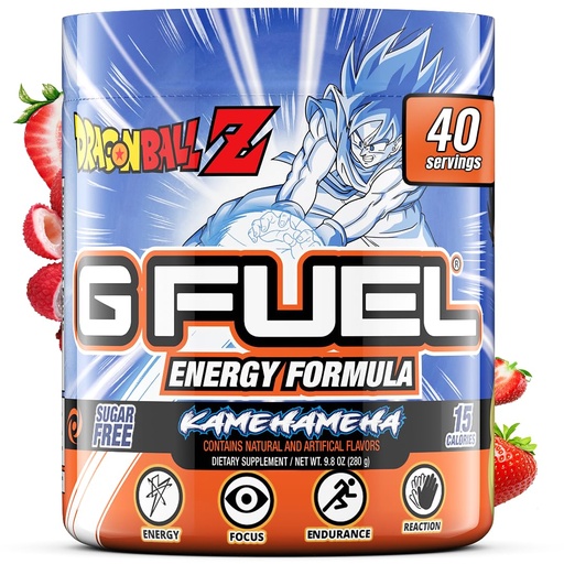 [BRSRMHQRCNYR6G3K] G Fuel Dragon Ball Z Energy Drink Powder, Pre Workout Caffeine Mix for Gaming, Sugar Free Focus Amino, Vitamin + Antioxidants, 9.8oz (Strawberry Lychee, 40 Servings)