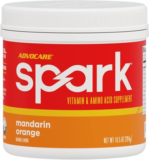 [BRSWI2Q2BAHRQEDM] AdvoCare Spark - Mélange de boissons énergisantes - Supplément de vitamine et d'acide amino - Soutiens Énergie et Focus - Portable Immune Support - Sans sucre - Mandarine Orange (10,5 oz)
