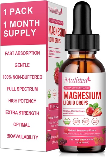 [BRSRAFAEBN7B4DI3] Magnesi Glycinatquid, High Potència Magnesi Glycinat, Citrat, Sugar Free Vegan Non-GO complex suplementari Promots Narration, Muscle, implementació de l'Sleep *