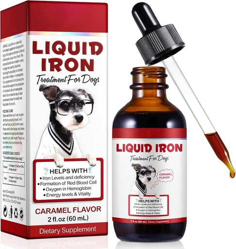[BRSROAYDDMFRE3A6] Liquid Iron Supplements for Dogs,LiquiI Iron with Vitamin C and B12,Supports Anemia, Low Enery Levels and Lethargy,Promotes Blood Health, Helps with Formation of Red Blood Cell