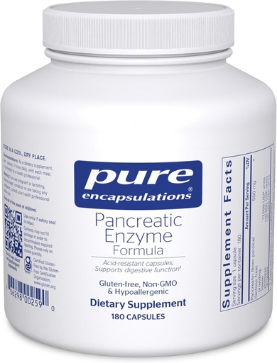 [BRSWIFATCIFR2YI7] Pure Encapsulations Pancreatic Enzyme Formula - Enzymes Digestivos para la Digestión - Fortalece Gut Health* - Entrega dirigida cápsulas - Gluten Gratis &amp; No GMO - 180 cápsulas