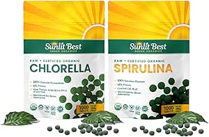 [BRSRAZLYO4HQAHL2] Sunlit Best Premium Chlorella & Spirulina 1000 Count Tablet Bundle | for Immune Support, Energy, Wellbeing
